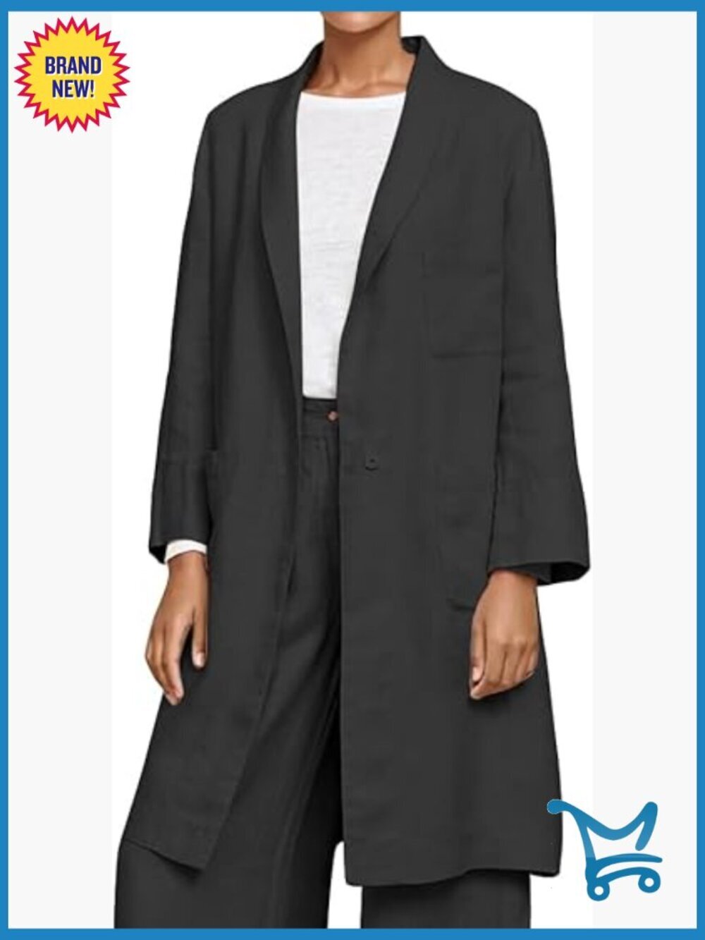Long Sleeve Cotton Linen Blazer Casual Lightweight Spring Jacket
